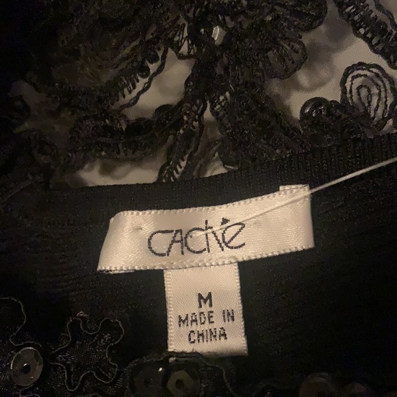 CACHE ELEGANT BLACK EMBELLISHED BEADED TOP SIZE MEDIUM COCKTAILS FORMAL - Picture 10 of 11